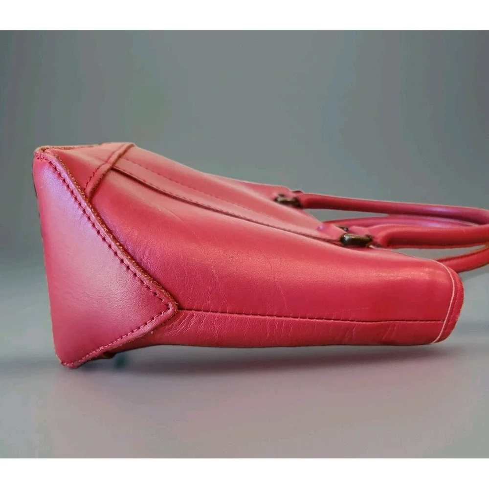 LL BEAN VINTAGE RARE RED LEATHER SHOULDER TOTE DOUBLE HANDLE BAG